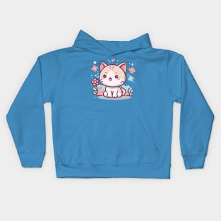 Cute Cat in a Garden Kids Hoodie